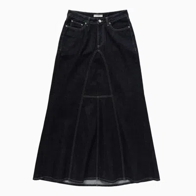 1989 Studio Denim Long Skirt With Visible Stitching In Blue
