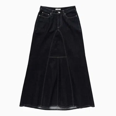 1989 Studio Denim Long Skirt With Visible Stitching In Blue
