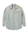 1989 Studio Denim Overshirt With Chest Pocket And Faded Wash In Gray