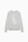 1989 Studio Brushed Cotton Midwest Relaxed Crew-neck Sweatshirt With Vel In Gray