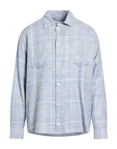 1989 Studio Man Shirt Azure Size Xl Viscose, Cotton, Linen In Blue