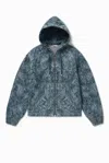 1989 Studio Marble Denim Hoodie Zip Up In Blue