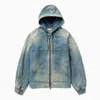 1989 Studio Men's Blue Denim Zip Hoodie In Blue