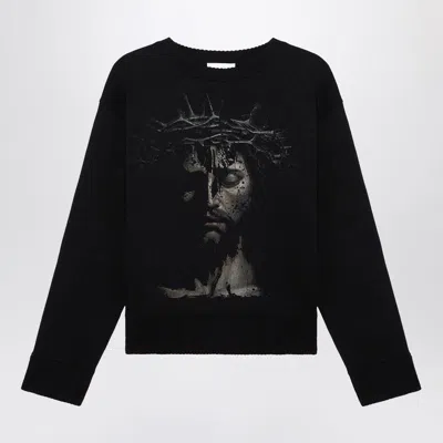 1989 STUDIO MEN'S KNIT ROUNDNECK JESUS BLACK | SIZE SMALL | MFW24.406.JESUSCO