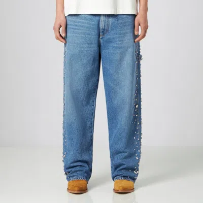 1989 Studio Men's Over Denim Pants Crystals In Blue