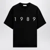 1989 Studio Solid Color Crew-neck T-shirt With Contrasting Logo In Black
