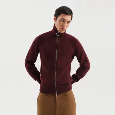 1989 Studio High Collar Ribbed Texture Turtleneck Sweater In Burgundy