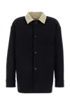 1989 Studio Wool Shirt Jacket With Contrast Collar In Blue