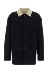 1989 Studio Wool Shirt Jacket With Contrast Collar In Black