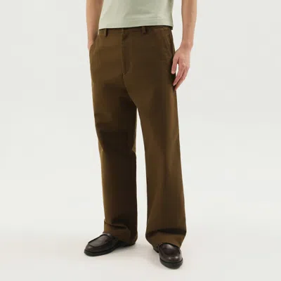 1989 Studio Olive Green Straight Leg Cotton Pants In Brown