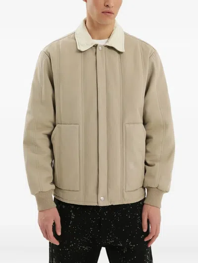 1989 Studio Padded Canvas Jacket Shearling Collar In Neutral