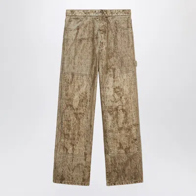 1989 Studio Denim Flock Carpenter Pants Camo In Beige