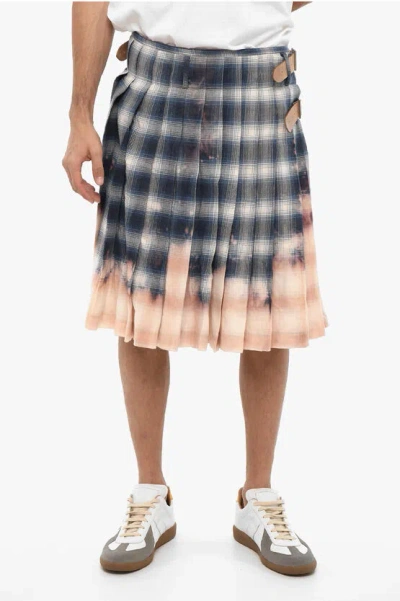 1989 Studio Plaid Check Kilt Skirt With Double Buckle In Brown