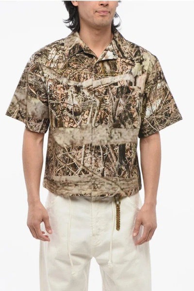 1989 Studio Printed Cotton Camouflage Bowling Shirt