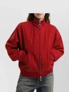 1989 Studio Reversible Jacket Ribbed Collar Cuffs Side Pockets In Red