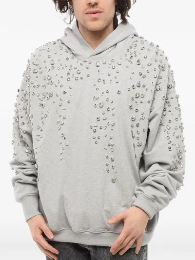 1989 Studio Rhinestone-embellished Cotton Hoodie In Gray