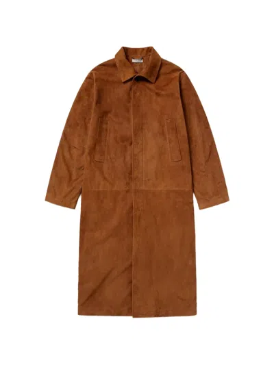 1989 Studio Ribbed Leather Coat In Brown