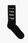 1989 Studio Ribbed Long Socks With Contrast Embroidery In Black