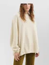 1989 Studio Ribbed Sweater With Button And Side Slits In Neutral