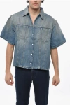 1989 Studio Short-sleeved Denim Shirt With Snap Buttons In Blue