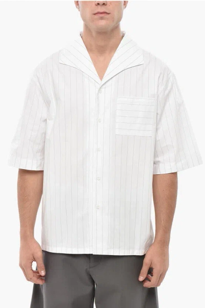 1989 Studio Wihite Striped Bowling Shirt In White