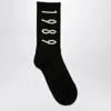 1989 Studio Ribbed Long Socks With Contrast Embroidery In Black