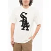 1989 Studio Solid Color Midwest Crewneck T-shirt With Contrasting Flocke