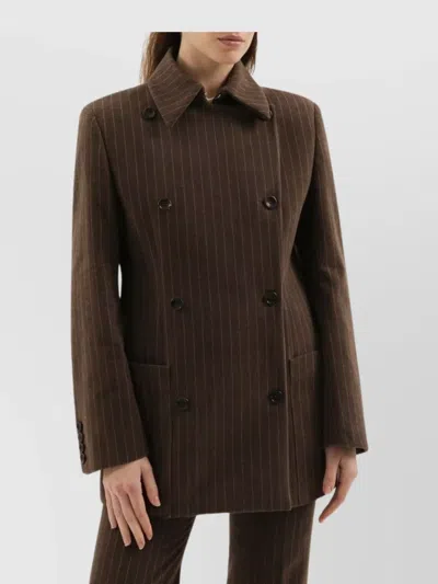 1989 STUDIO STRIPED BLAZER DOUBLE-BREASTED LAPELS BUTTON DETAILING