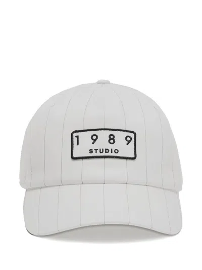 1989 Studio Striped Logo-patch Cotton Cap In White