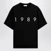 1989 Studio Solid Color Crew-neck T-shirt With Contrasting Logo In Black