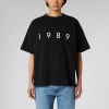 1989 Studio Solid Color Crew-neck T-shirt With Contrasting Logo In Black