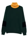 1989 Studio Green And Yellow Turtleneck Sweater In Green