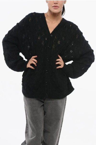 1989 Studio V-neck Solid Color Cardigan In Black