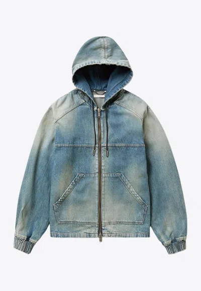 1989 STUDIO WASHED DENIM ZIP-UP JACKET