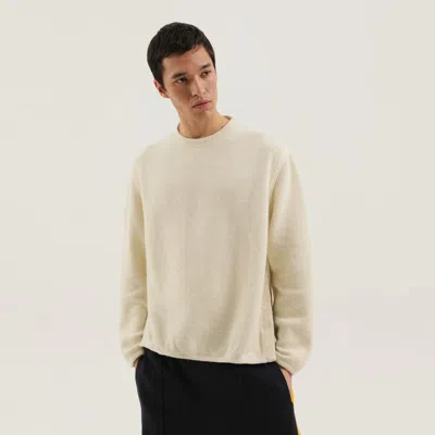 1989 STUDIO 1989 STUDIO WHITE RIBBED SWEATER WITH SLITS MEN