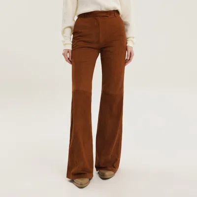 1989 Studio Women's Corduroy Fla Leather Pants In Brown