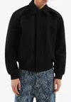 1989 Studio Wool Bomber With Embroidered Back And Pockets In Blue