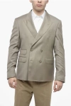 1989 Studio Wool Double Breasted Blazer With Peak Lapel In Gray