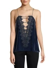 CAMI NYC CHARLIE VELVET LACE-UP CAMISOLE,0400011006201