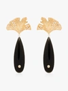 APPLES & FIGS APPLES & FIGS  24K GOLD VERMEIL BLACK SEA LEAF EARRINGS,AW19EARLEAFOBSIDIAN14011673