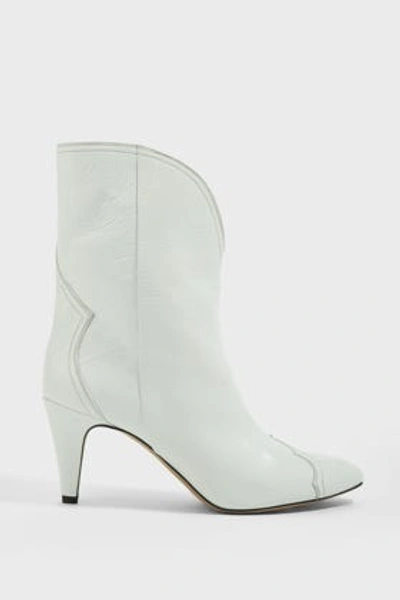 Isabel Marant Dythey Leather Ankle Boots In White