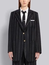 THOM BROWNE THOM BROWNE NAVY WOOL SHADOW STRIPE SACK JACKET,FBC500A0501913559016