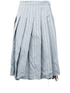 THOM BROWNE TRICOLOR WASHED STRIPE PLEATED SKIRT