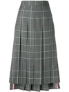 THOM BROWNE WINDOWPANE-CHECK PLEATED SKIRT