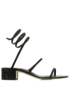 René Caovilla Snake Embellished Sandals In Black