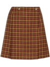 PLAN C CHECK PLEATED WOOL SKIRT