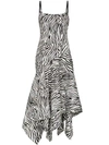 SOLACE LONDON MARISOL ZEBRA-STRIPE ASYMMETRIC DRESS