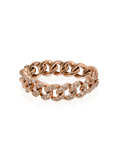 Shay 18k Rose Gold Mini Link Diamond Ring In Metallic