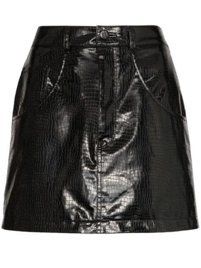 We11 Done We11done Python-effect Faux Leather Mini Skirt - 黑色 In Black