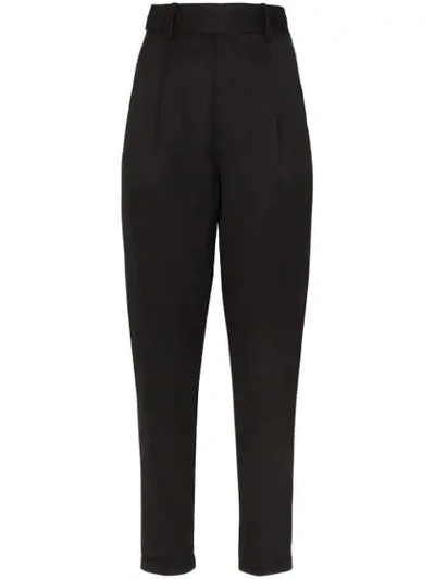 Saint Laurent High-waisted Tailored Trousers In Black